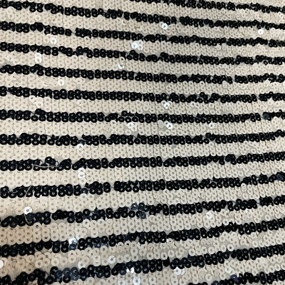 J. Crew Black and White Sequin Striped Tee - Picture 4 of 6